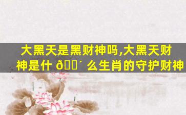 大黑天是黑财神吗,大黑天财神是什 🌴 么生肖的守护财神